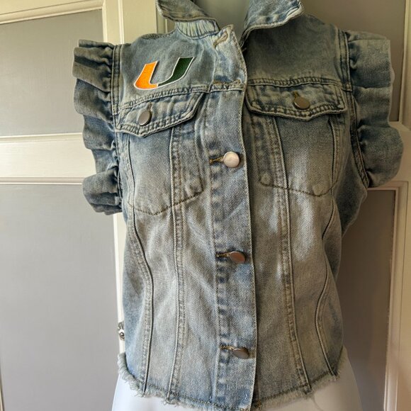 Miami Hurricane Ruffle Denim Vest - Picture 3 of 4